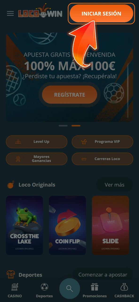 Haz clic en el botón para abrir tu cuenta en LocoWin.